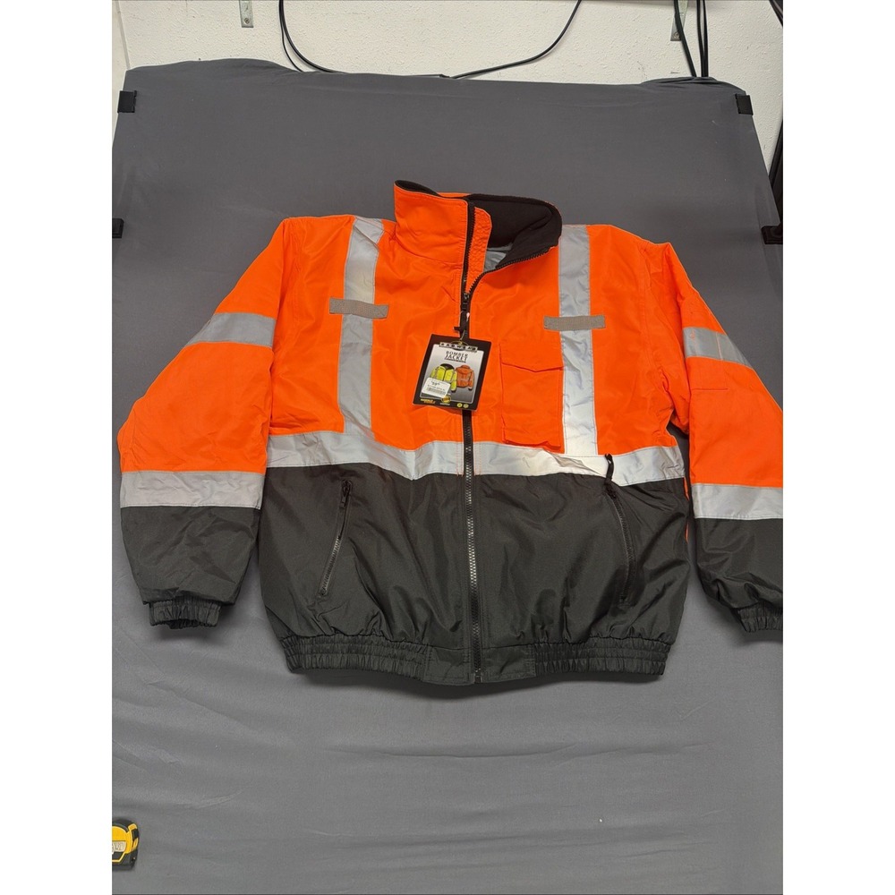 RadWear bomber jacket features high-visibility orange material with black panels
